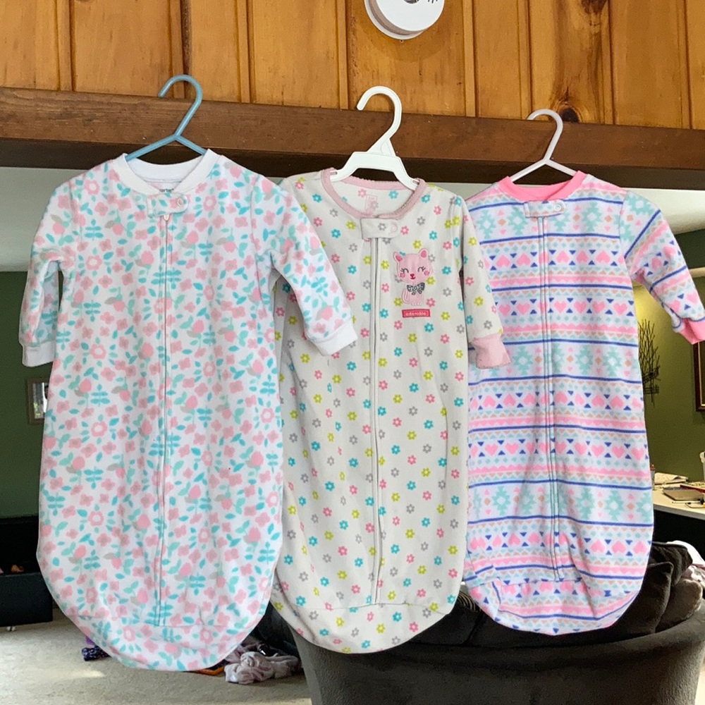 Baby girl zip blanket sleeper/sacks bundle